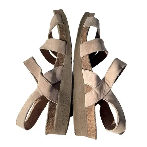 Naot Kayla Sandals Tan Suede Leather Cork Footbed Womens Size 7 / 37 - Picture 5 of 9